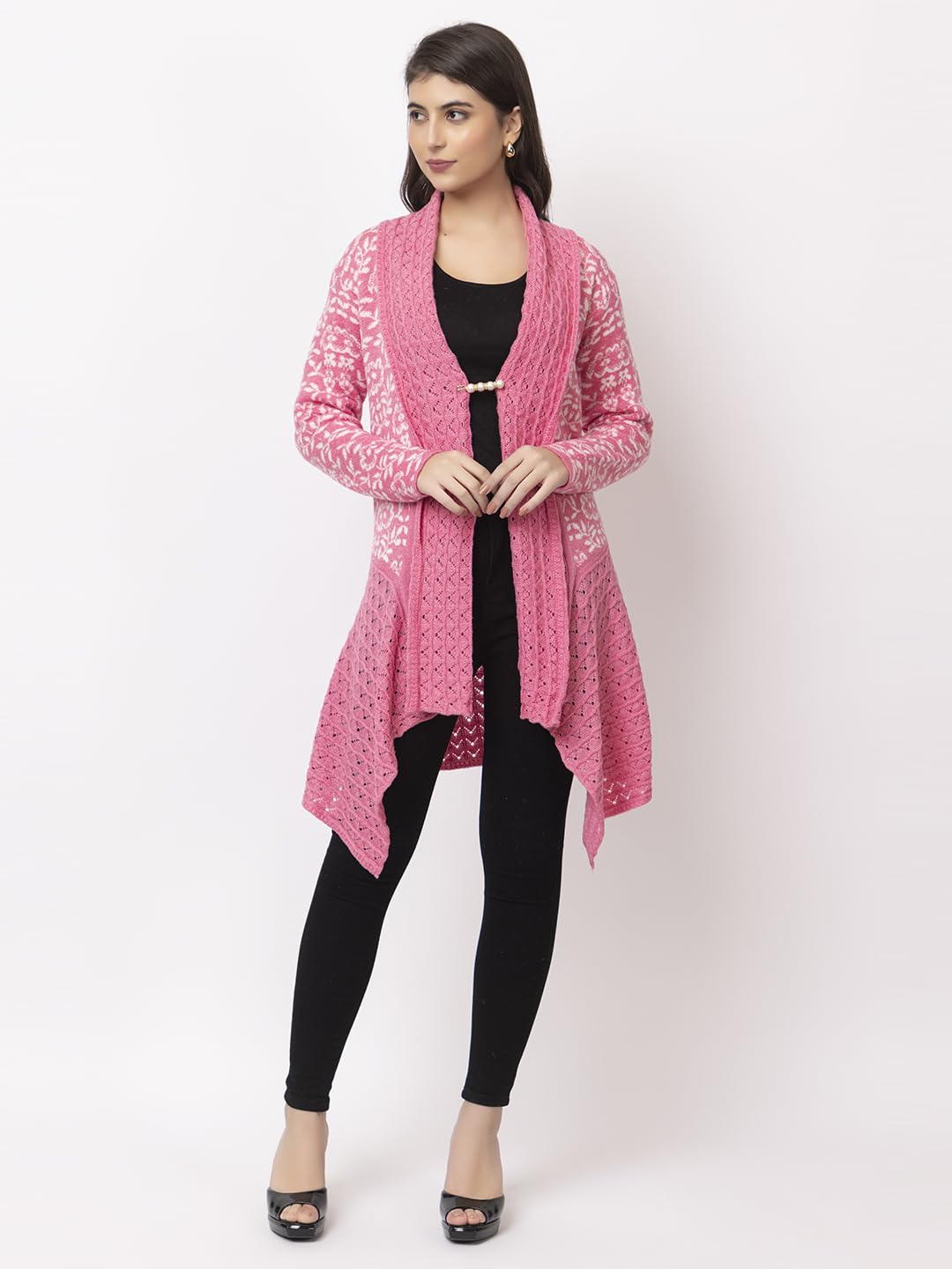 Dadu Dayal Women's Jacquard Woolen Shrug - Elegant, Warm, and Stylish Winter Wear for Casual and Ethnic Outfits