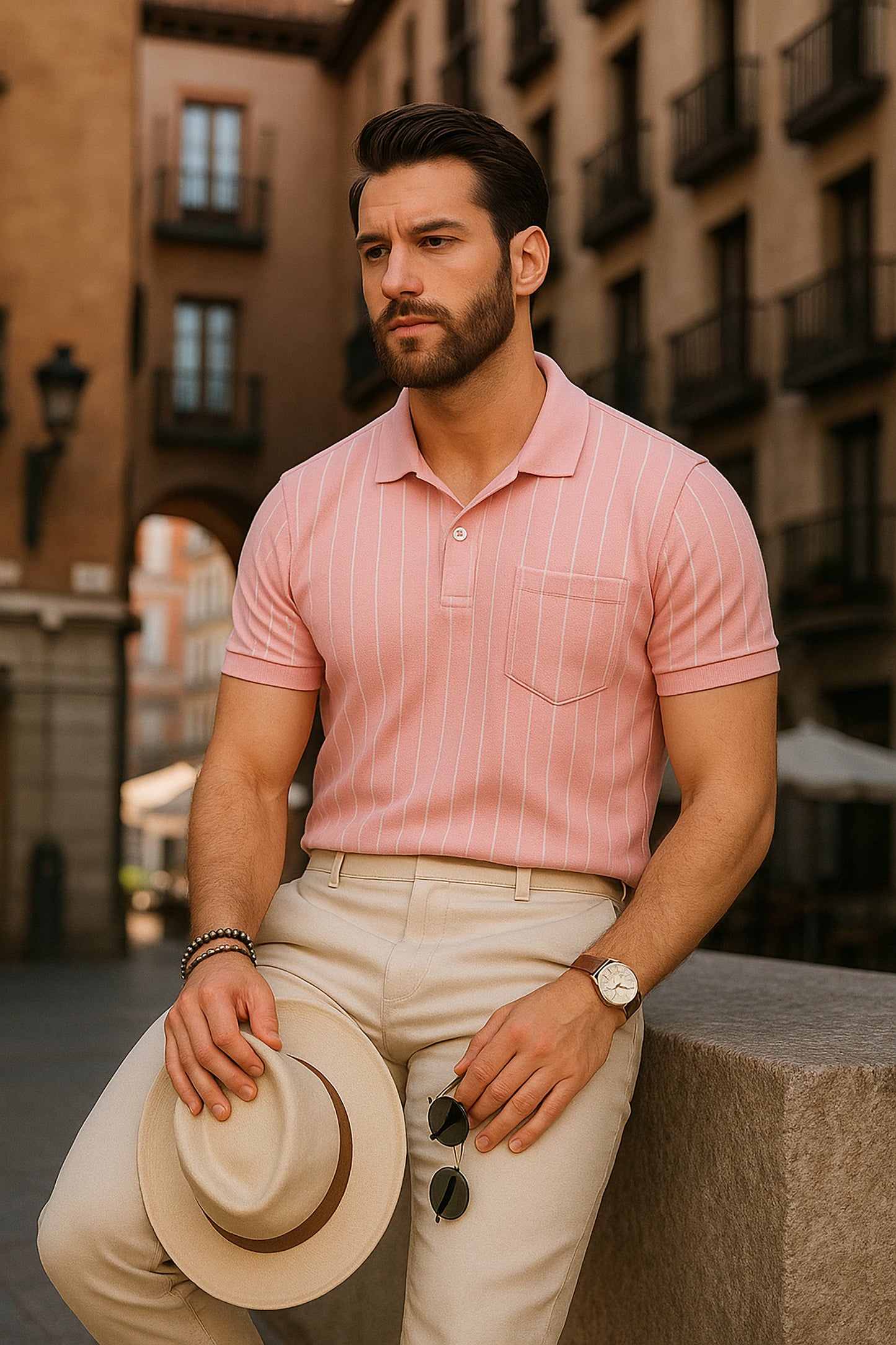 Dry Fit Striped Polo T-Shirt