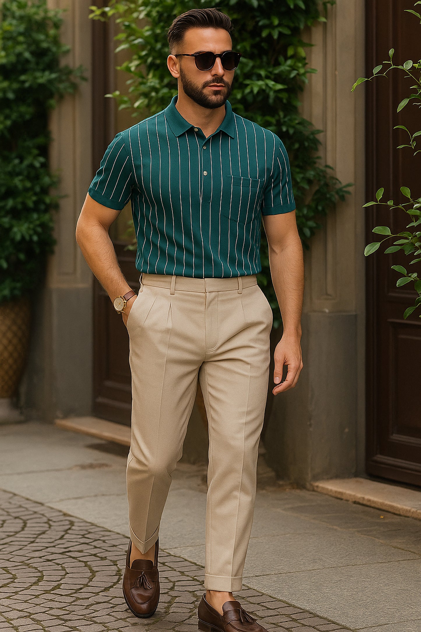 Dry Fit Striped Polo T-Shirt