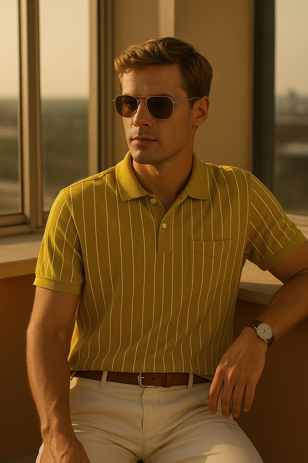 Dry Fit Striped Polo T-Shirt