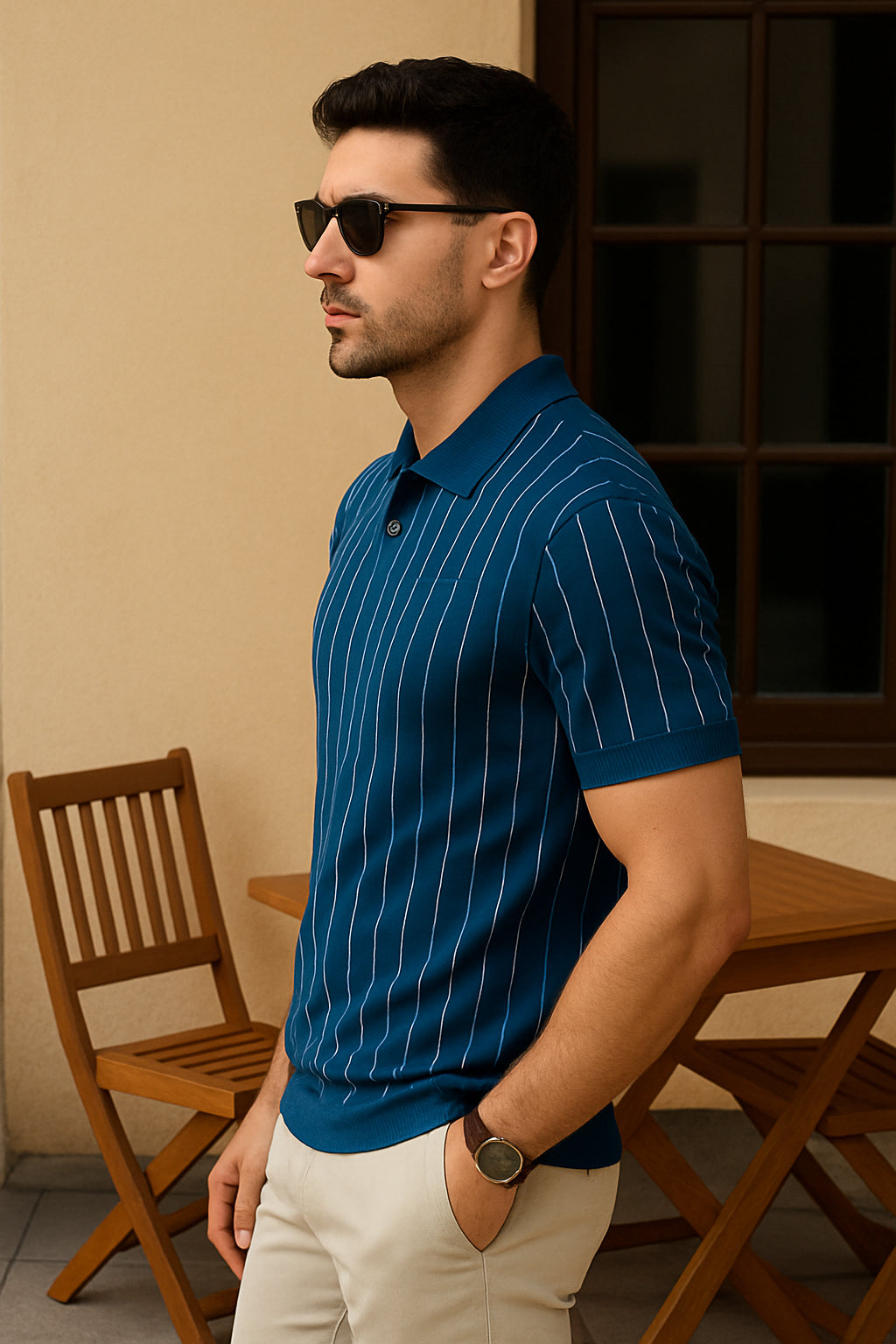 Dry Fit Striped Polo T-Shirt