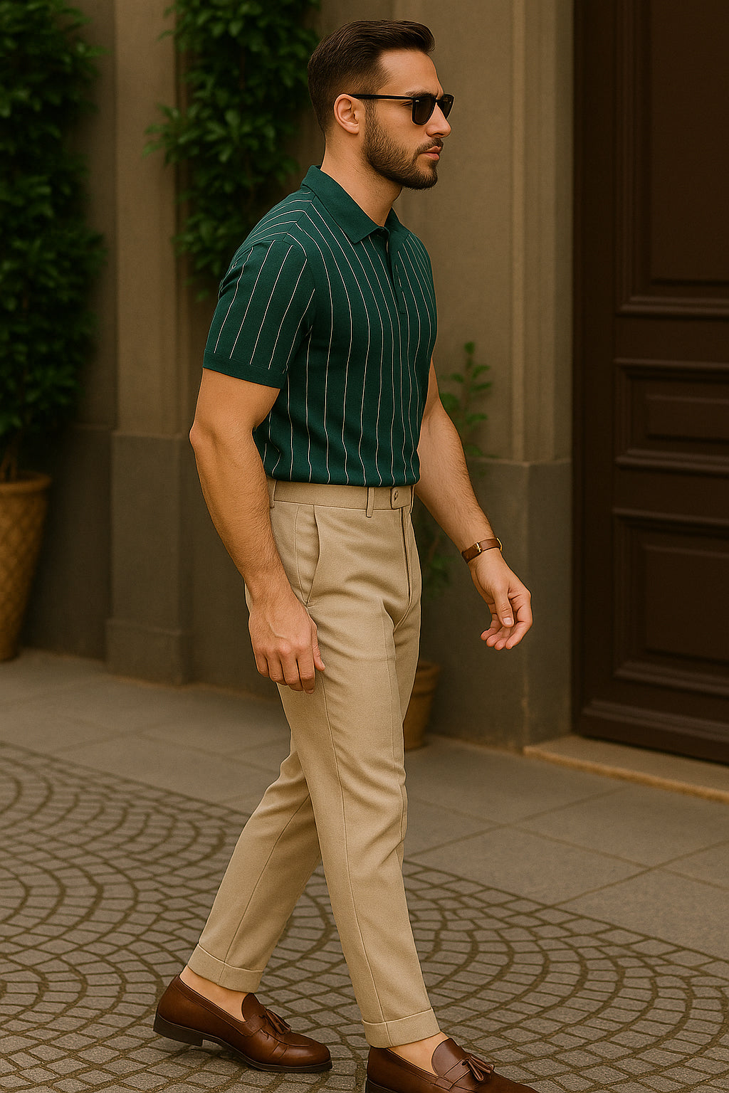 Dry Fit Striped Polo T-Shirt