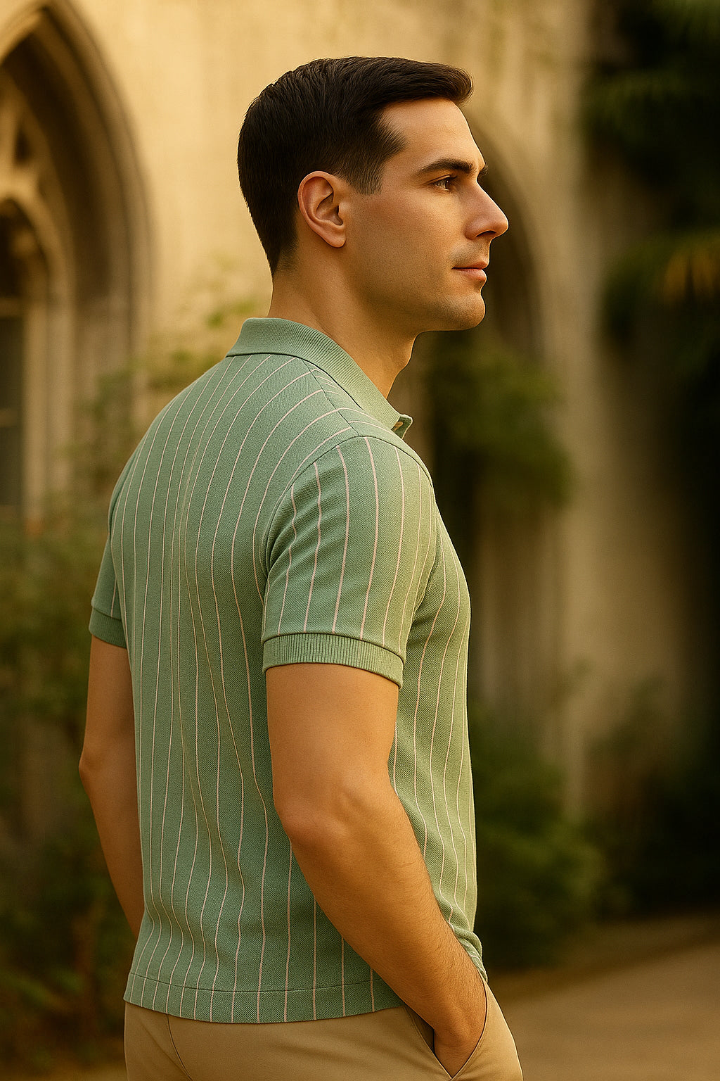 Dry Fit Striped Polo T-Shirt