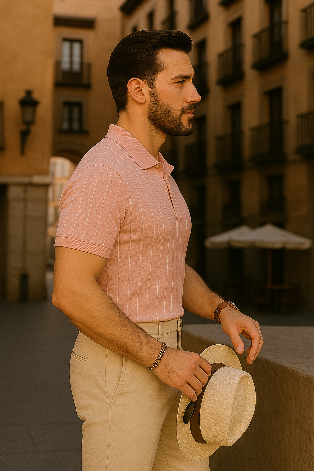 Dry Fit Striped Polo T-Shirt