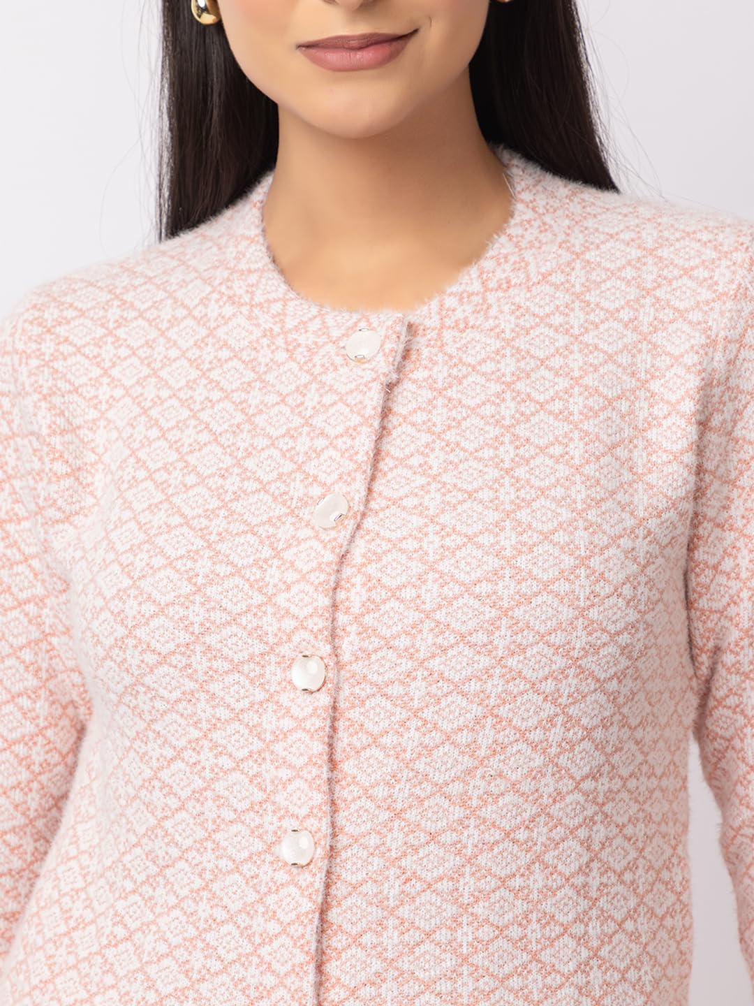 DADU DAYAL Women's Warm Woolen Cardigan - Stylish Full Sleeve Knitwear for Winter, Cozy & Elegant Sweater Symmetric Design