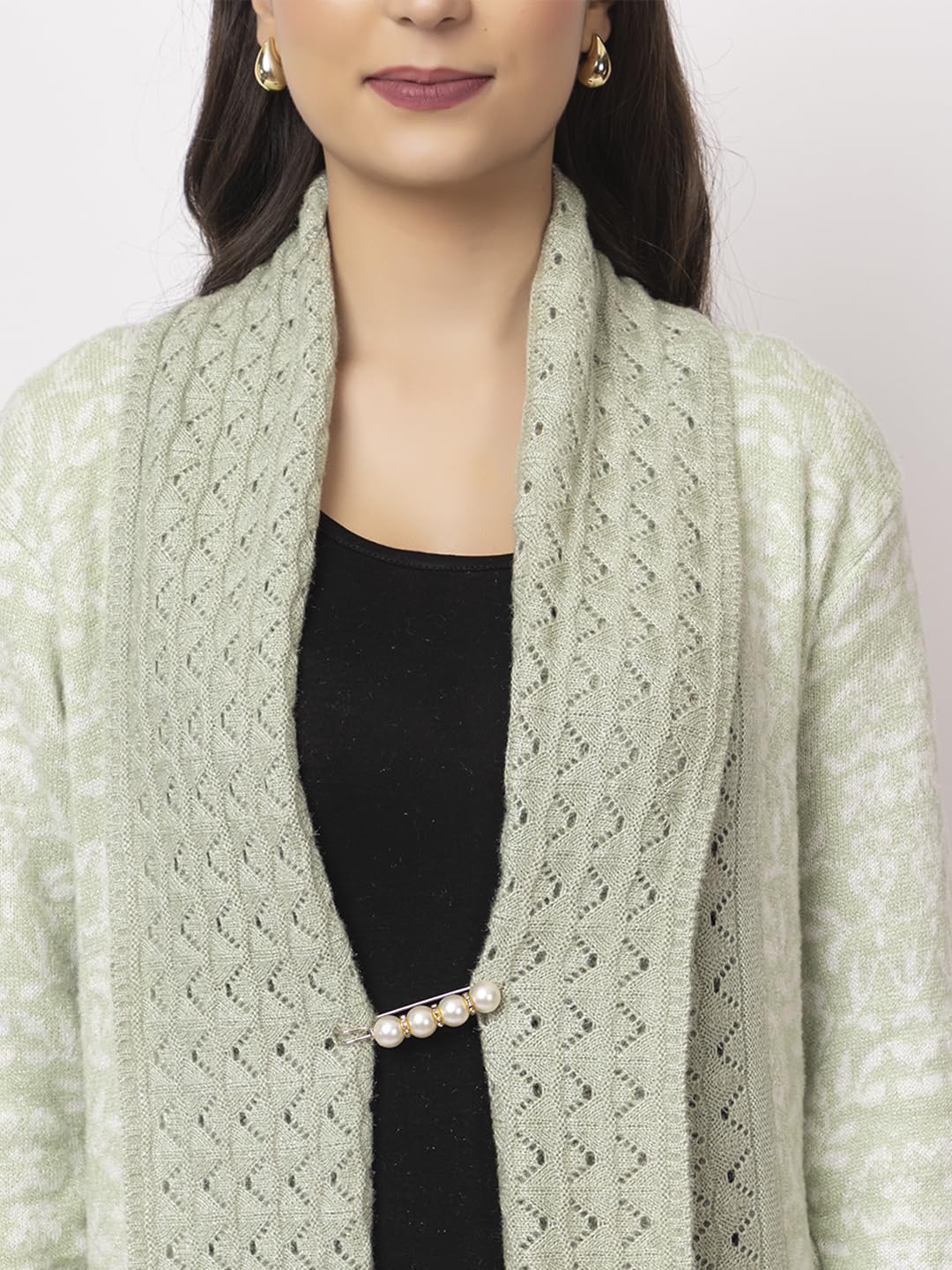 Dadu Dayal Women's Jacquard Woolen Shrug - Elegant, Warm, and Stylish Winter Wear for Casual and Ethnic Outfits
