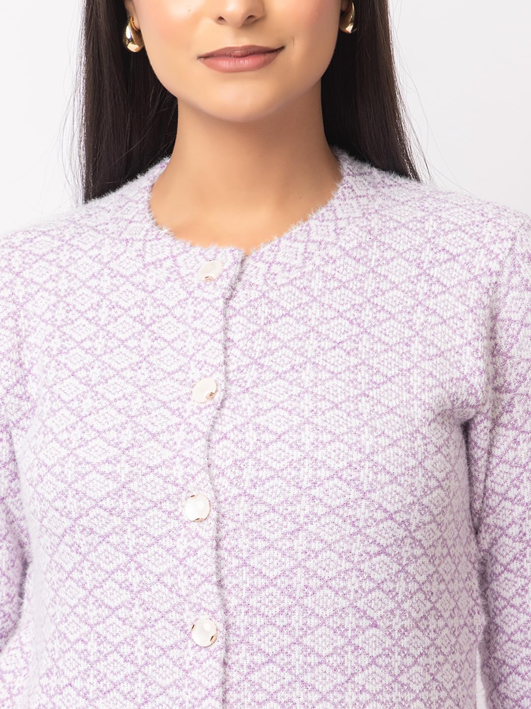 DADU DAYAL Women's Warm Woolen Cardigan - Stylish Full Sleeve Knitwear for Winter, Cozy & Elegant Sweater Symmetric Design