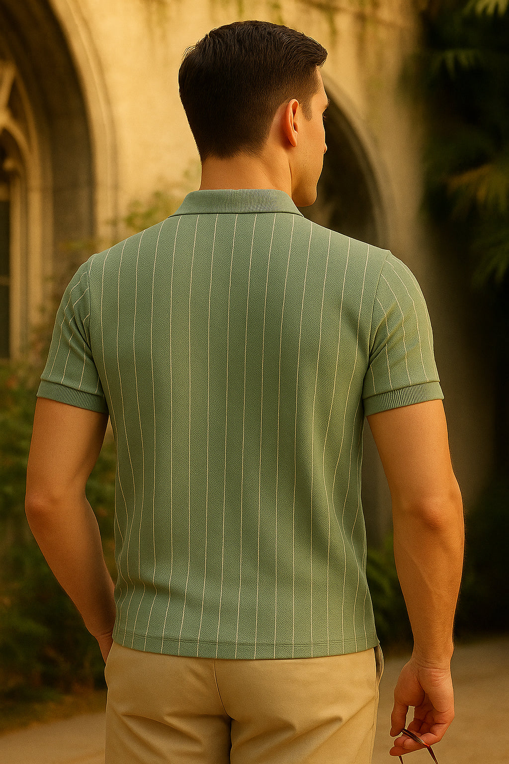 Dry Fit Striped Polo T-Shirt