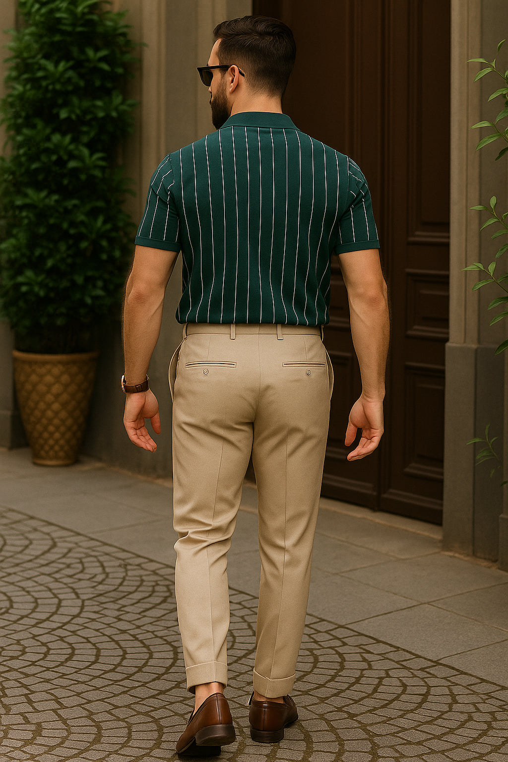 Dry Fit Striped Polo T-Shirt