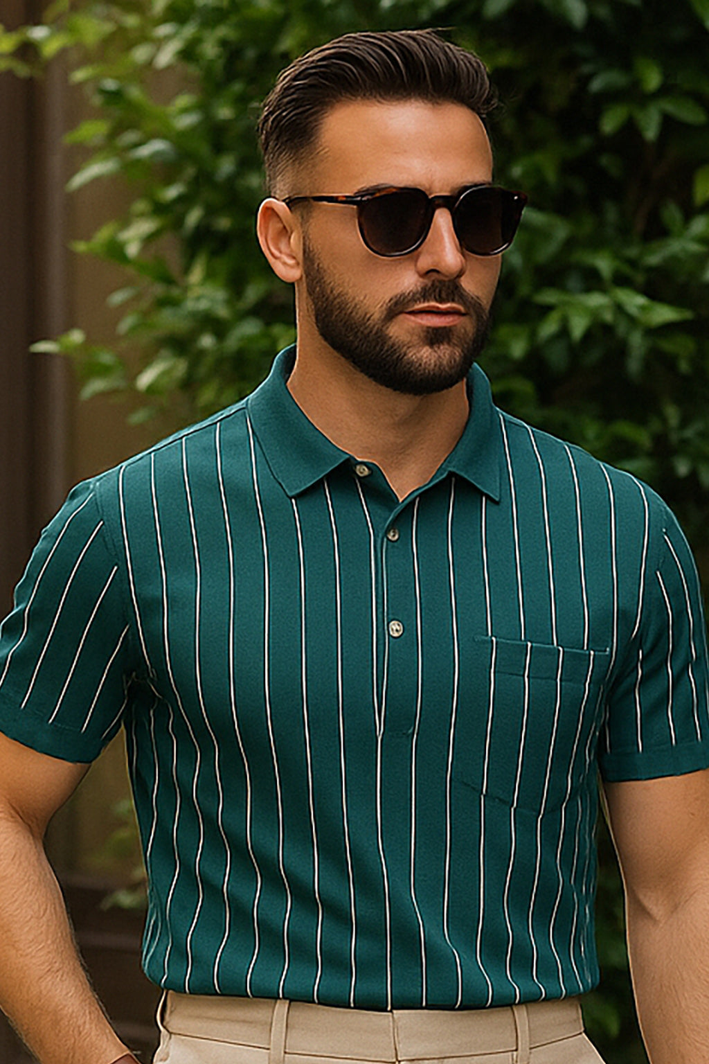 Dry Fit Striped Polo T-Shirt