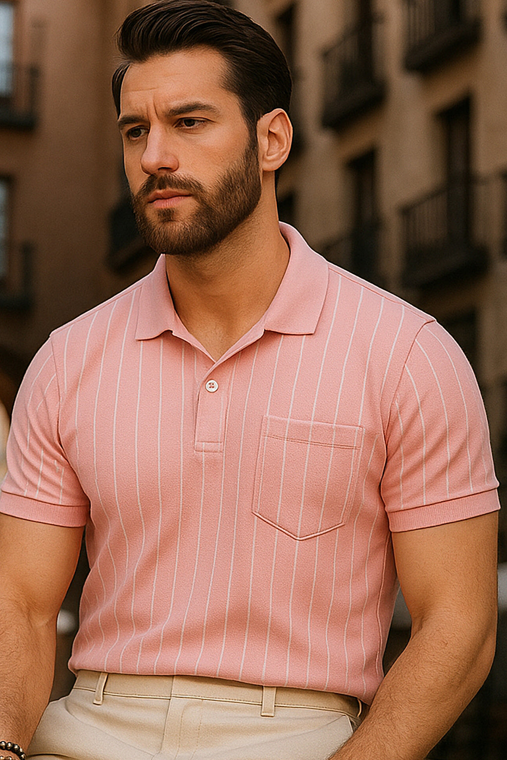 Dry Fit Striped Polo T-Shirt