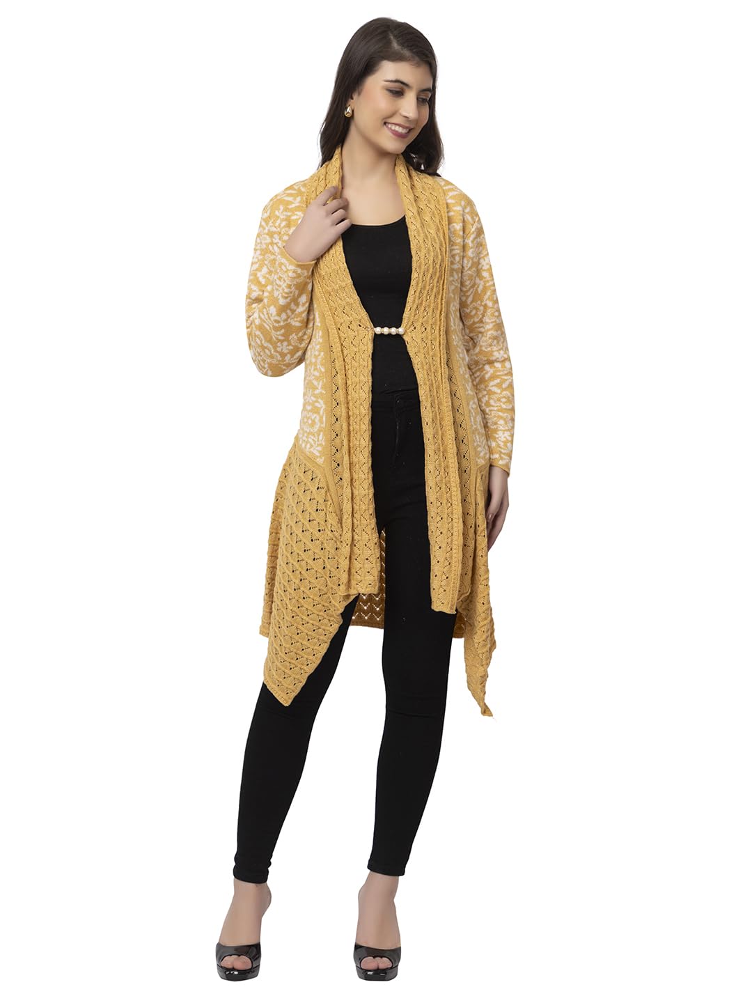 Dadu Dayal Women's Jacquard Woolen Shrug - Elegant, Warm, and Stylish Winter Wear for Casual and Ethnic Outfits
