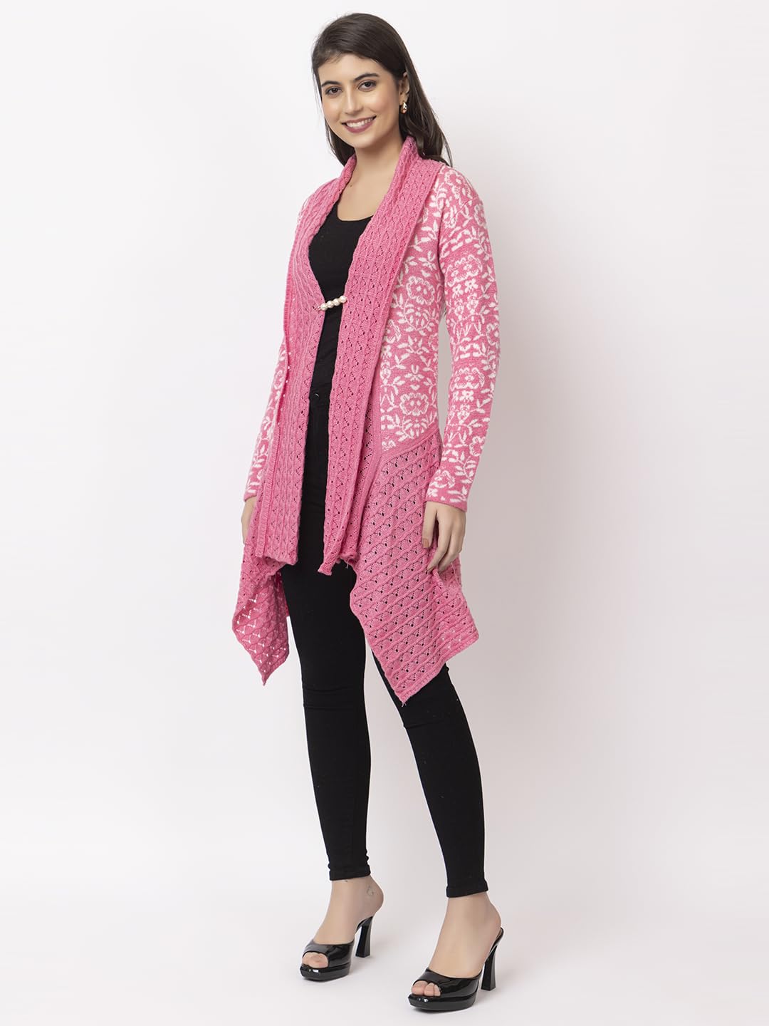 Dadu Dayal Women's Jacquard Woolen Shrug - Elegant, Warm, and Stylish Winter Wear for Casual and Ethnic Outfits