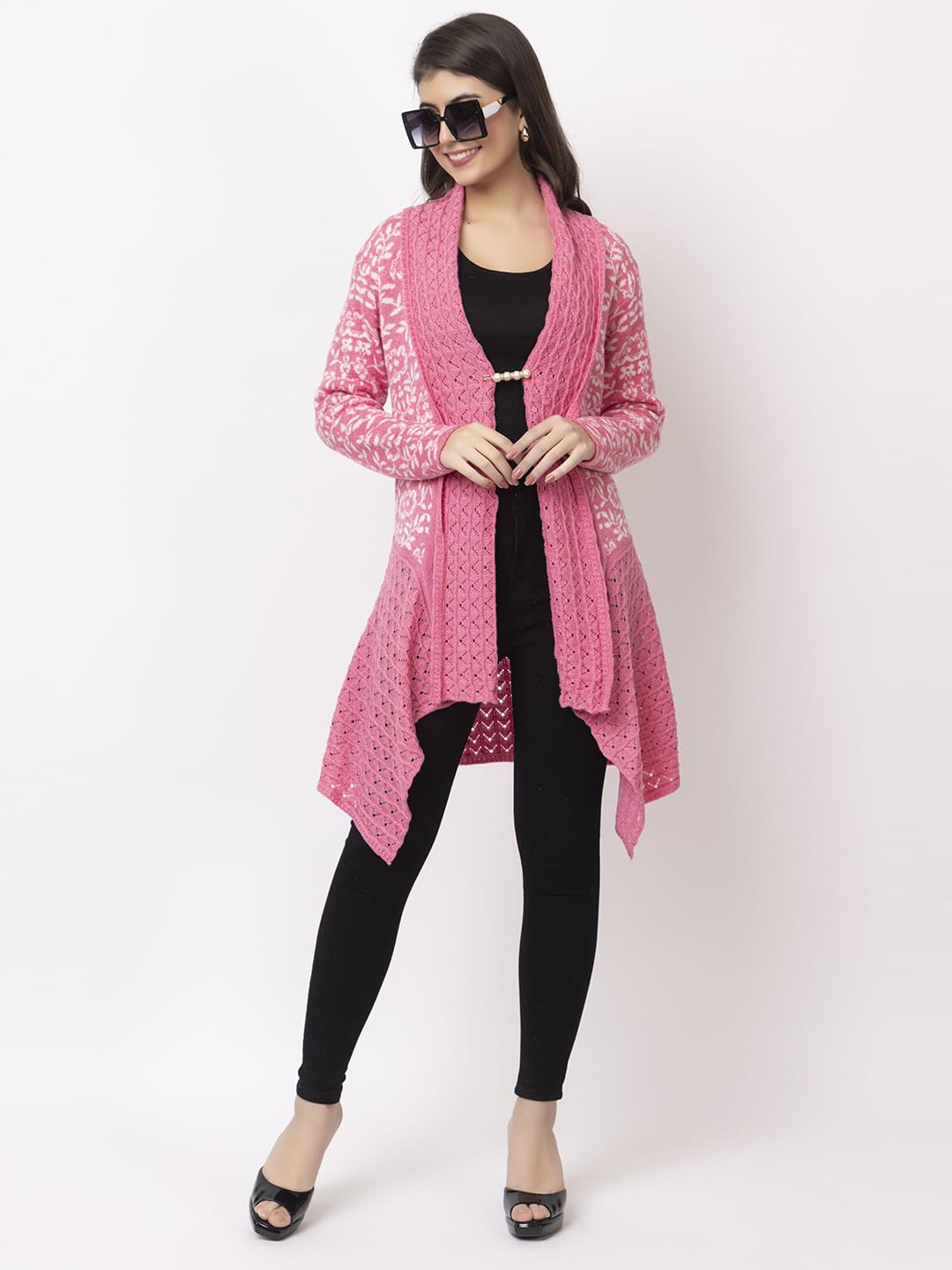 Dadu Dayal Women's Jacquard Woolen Shrug - Elegant, Warm, and Stylish Winter Wear for Casual and Ethnic Outfits