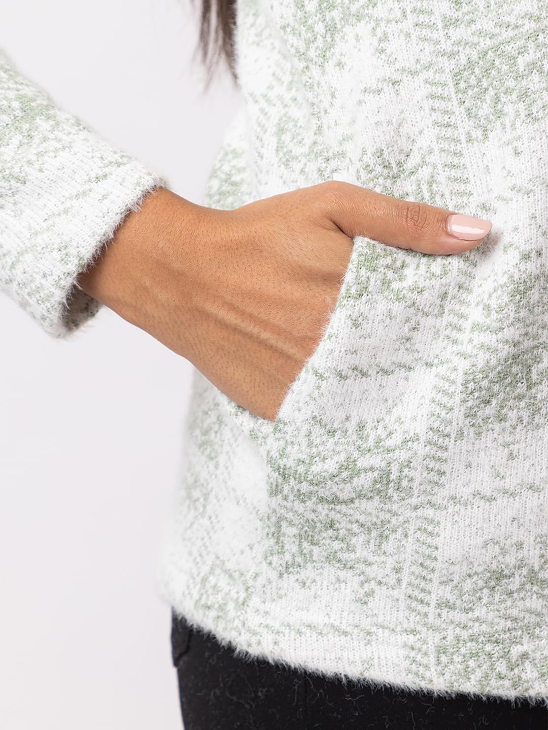 Dadu Dayal Checkered Women's Premium Woolen Cardigan - Stylish Winter Sweater, Full Sleeve, Soft & Warm Knitwear with Elegant Design for Comfort & Style Green