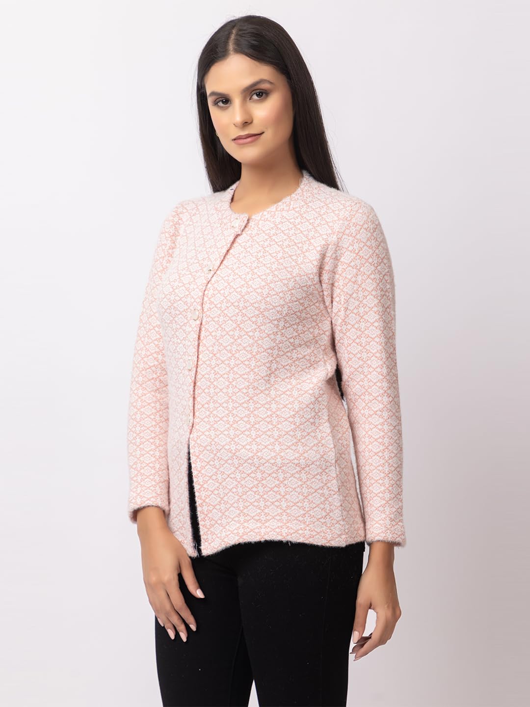 DADU DAYAL Women's Warm Woolen Cardigan - Stylish Full Sleeve Knitwear for Winter, Cozy & Elegant Sweater Symmetric Design