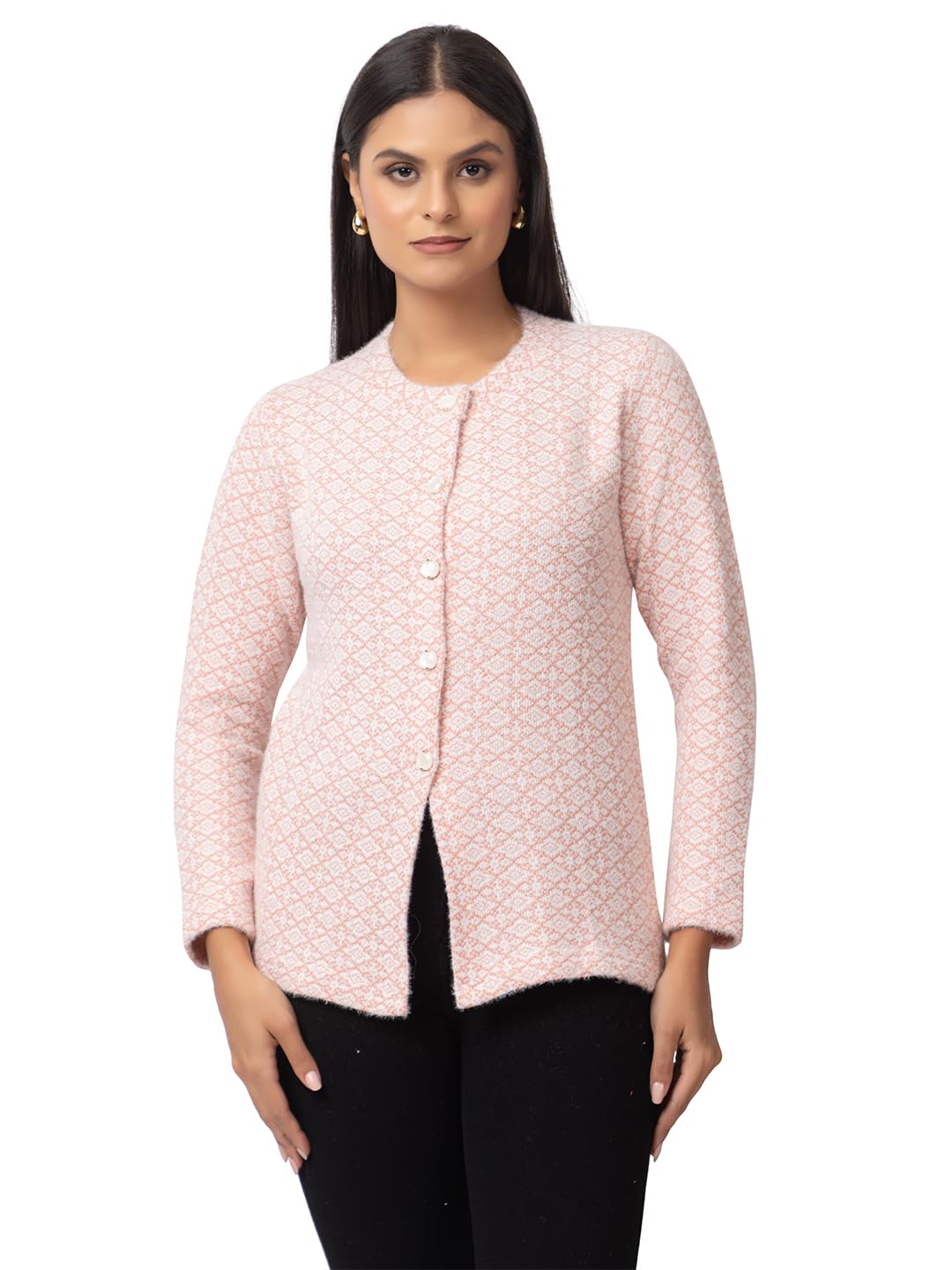 DADU DAYAL Women's Warm Woolen Cardigan - Stylish Full Sleeve Knitwear for Winter, Cozy & Elegant Sweater Symmetric Design