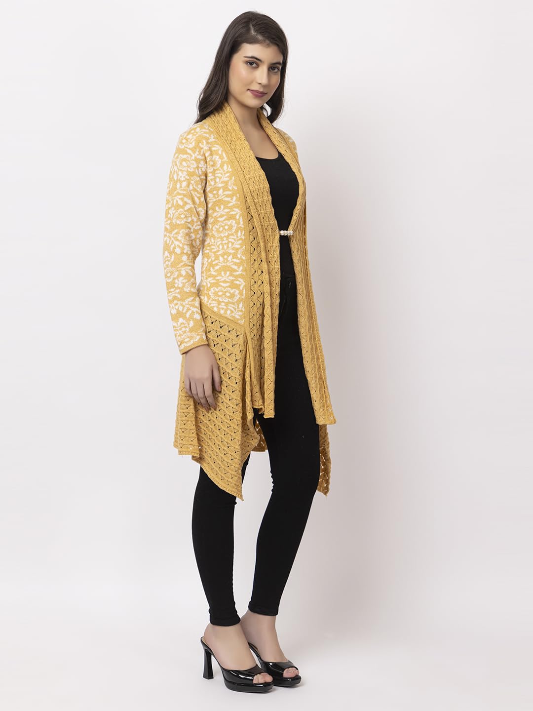 Dadu Dayal Women's Jacquard Woolen Shrug - Elegant, Warm, and Stylish Winter Wear for Casual and Ethnic Outfits