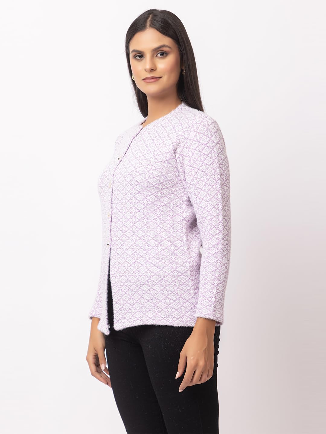 DADU DAYAL Women's Warm Woolen Cardigan - Stylish Full Sleeve Knitwear for Winter, Cozy & Elegant Sweater Symmetric Design