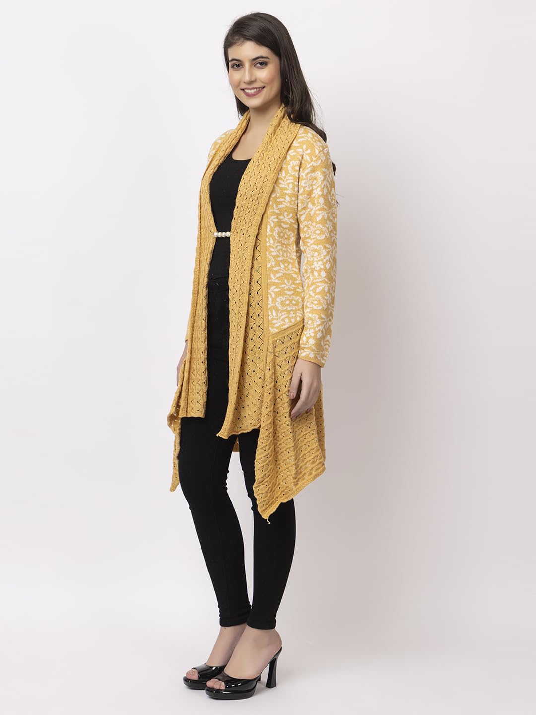 Dadu Dayal Women's Jacquard Woolen Shrug - Elegant, Warm, and Stylish Winter Wear for Casual and Ethnic Outfits