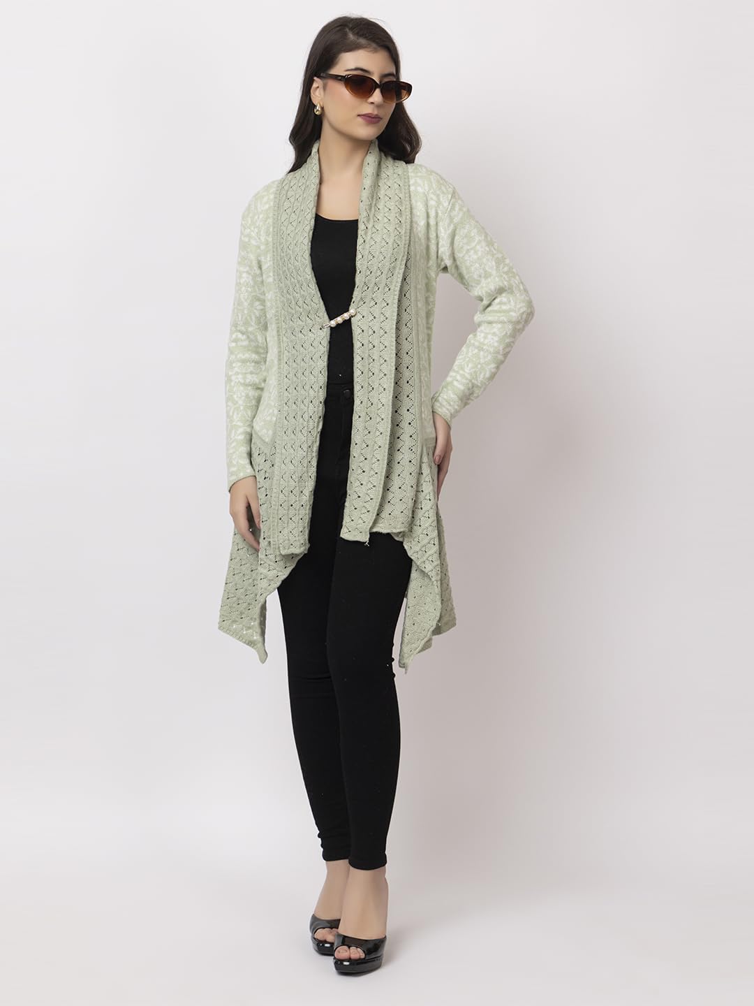 Dadu Dayal Women's Jacquard Woolen Shrug - Elegant, Warm, and Stylish Winter Wear for Casual and Ethnic Outfits
