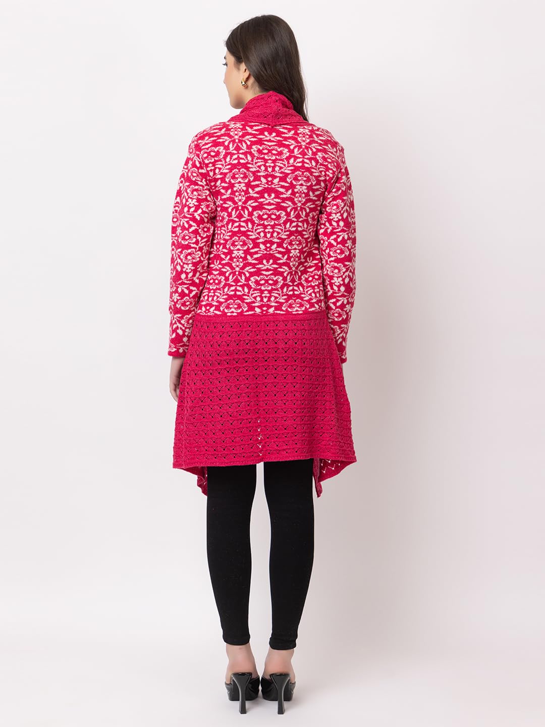 Dadu Dayal Women's Jacquard Woolen Shrug - Elegant, Warm, and Stylish Winter Wear for Casual and Ethnic Outfits
