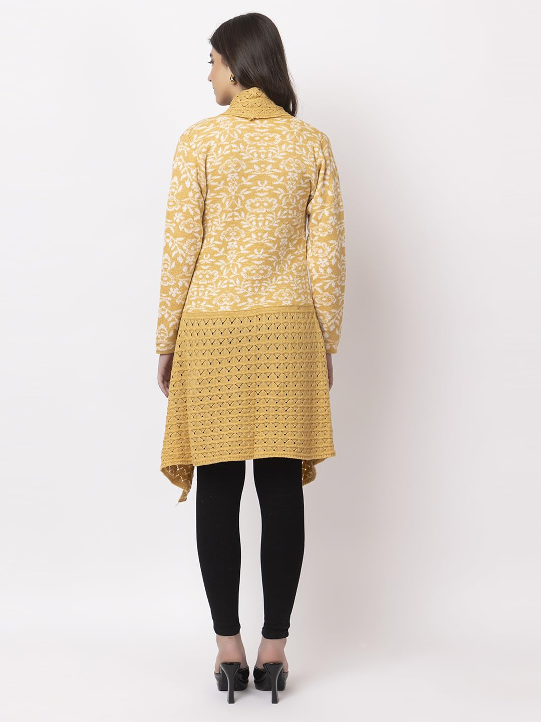 Dadu Dayal Women's Jacquard Woolen Shrug - Elegant, Warm, and Stylish Winter Wear for Casual and Ethnic Outfits