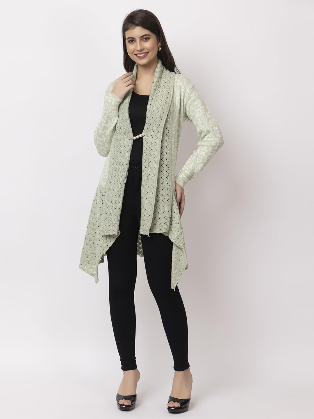 Dadu Dayal Women's Jacquard Woolen Shrug - Elegant, Warm, and Stylish Winter Wear for Casual and Ethnic Outfits