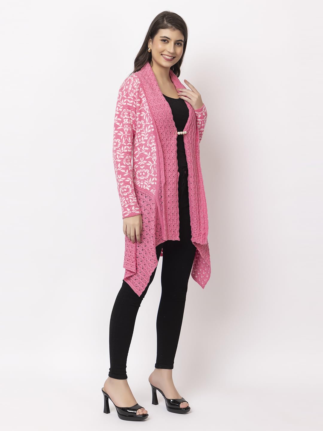 Dadu Dayal Women's Jacquard Woolen Shrug - Elegant, Warm, and Stylish Winter Wear for Casual and Ethnic Outfits