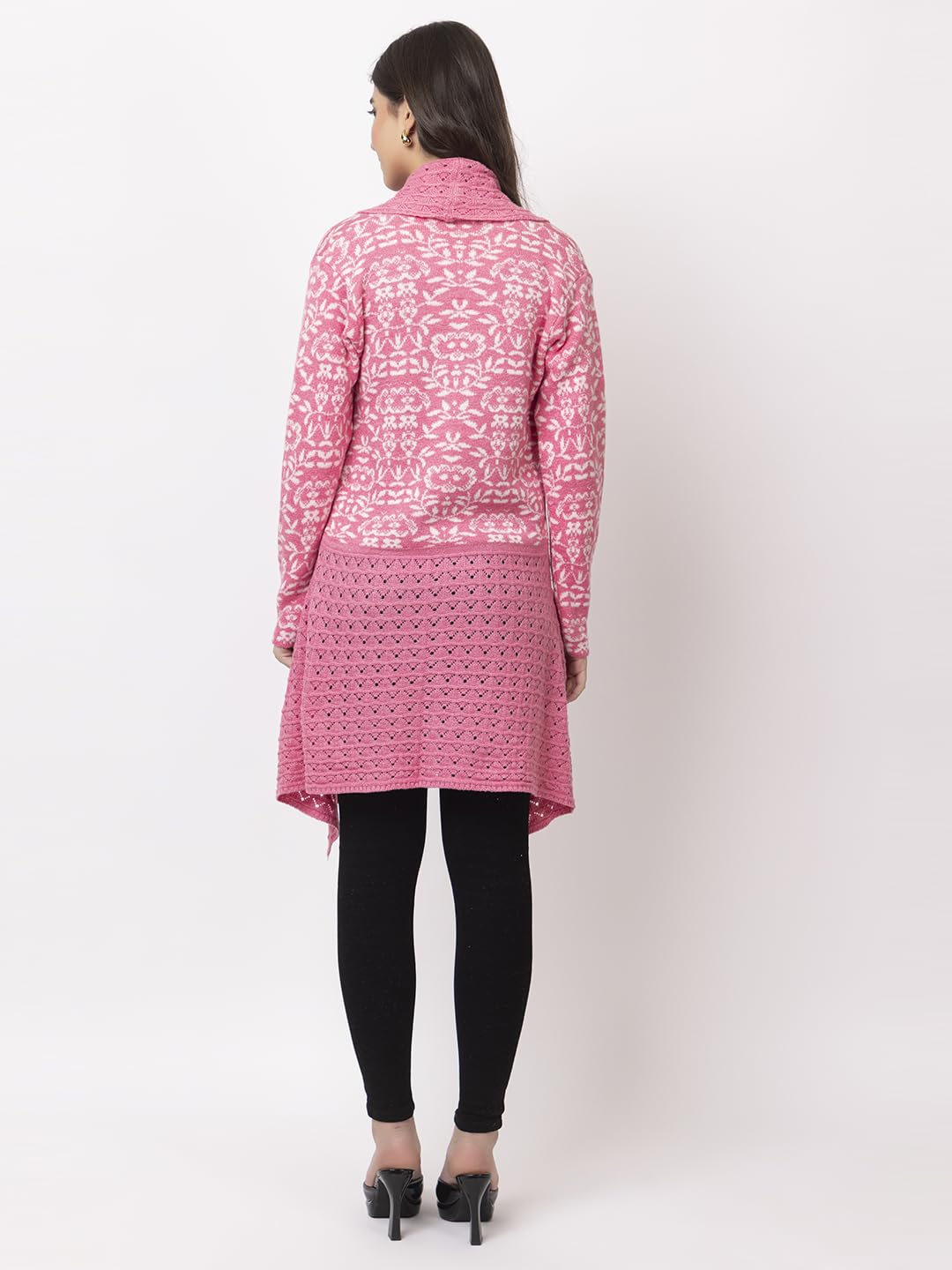 Dadu Dayal Women's Jacquard Woolen Shrug - Elegant, Warm, and Stylish Winter Wear for Casual and Ethnic Outfits
