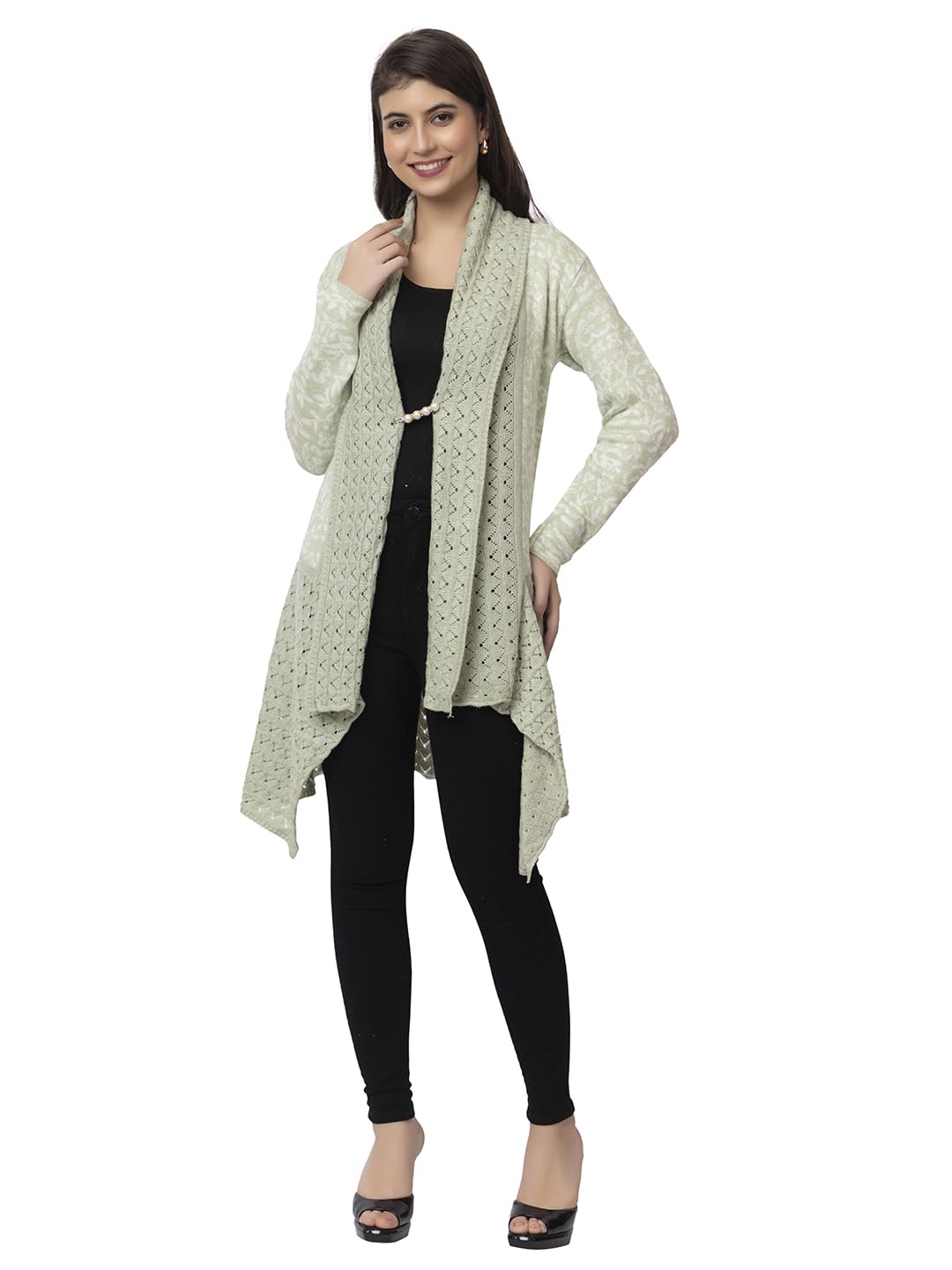 Dadu Dayal Women's Jacquard Woolen Shrug - Elegant, Warm, and Stylish Winter Wear for Casual and Ethnic Outfits