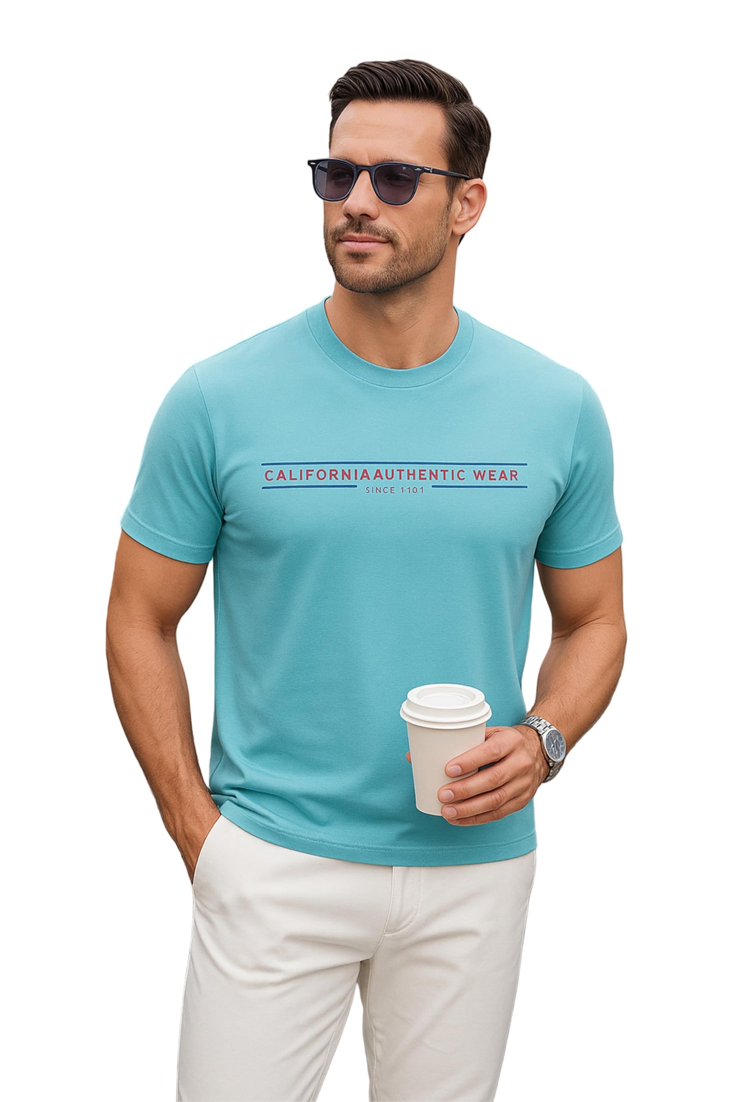 Men's Cotton Round Neck T-Shirt with Stylish Chest Print | Soft & Breathable Fabric | Half Sleeve Regular Fit Tee for Daily Use, Gym, Summer & Casual Wear