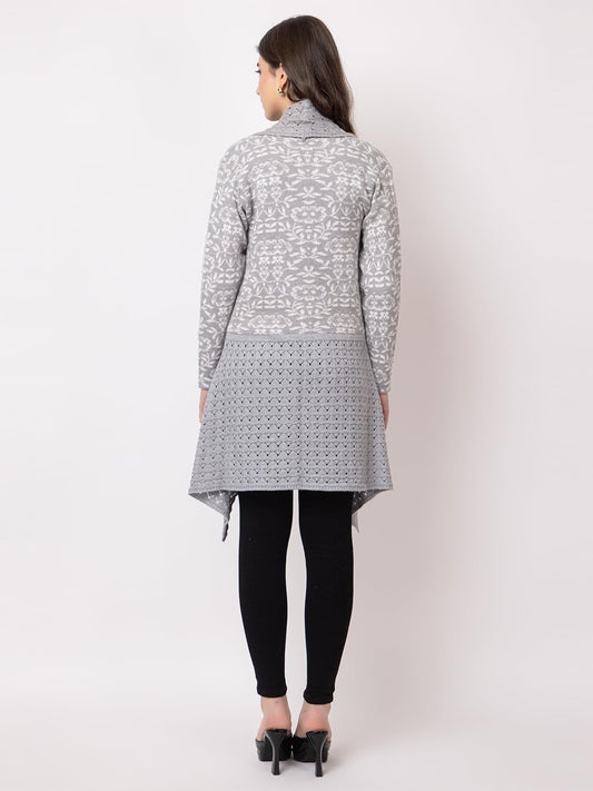 Dadu Dayal Women's Jacquard Woolen Shrug - Elegant, Warm, and Stylish Winter Wear for Casual and Ethnic Outfits