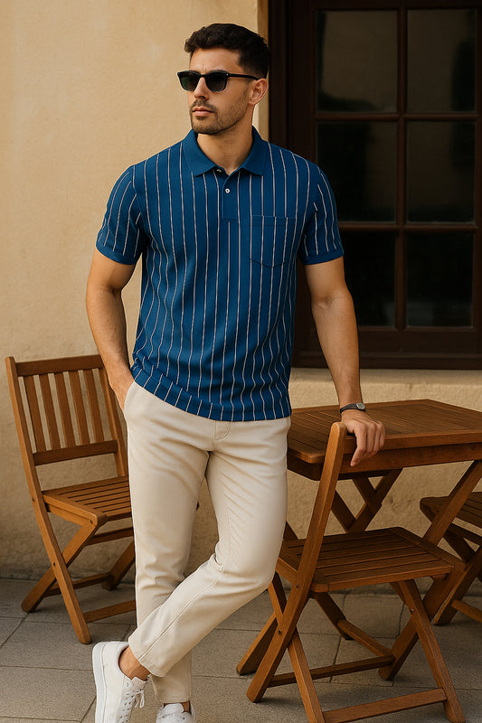 Dry Fit Striped Polo T-Shirt