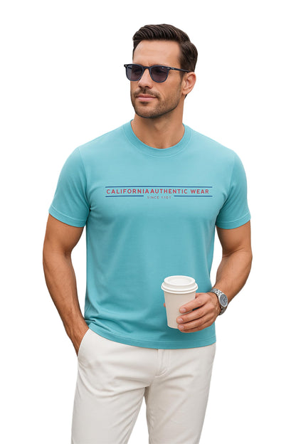 Men's Cotton Round Neck T-Shirt with Stylish Chest Print | Soft & Breathable Fabric | Half Sleeve Regular Fit Tee for Daily Use, Gym, Summer & Casual Wear