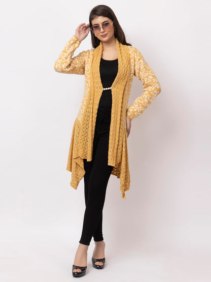 Dadu Dayal Women's Jacquard Woolen Shrug - Elegant, Warm, and Stylish Winter Wear for Casual and Ethnic Outfits