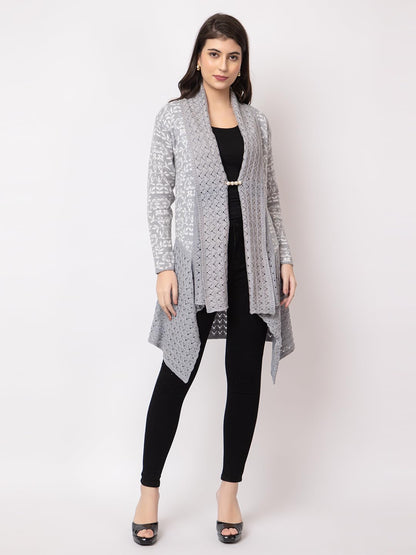 Dadu Dayal Women's Jacquard Woolen Shrug - Elegant, Warm, and Stylish Winter Wear for Casual and Ethnic Outfits
