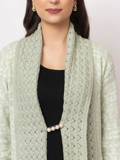 Dadu Dayal Women's Jacquard Woolen Shrug - Elegant, Warm, and Stylish Winter Wear for Casual and Ethnic Outfits