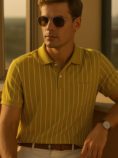 Dry Fit Striped Polo T-Shirt