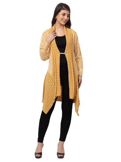 Dadu Dayal Women's Jacquard Woolen Shrug - Elegant, Warm, and Stylish Winter Wear for Casual and Ethnic Outfits