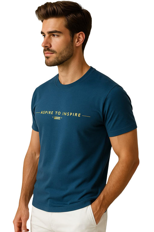 Men's Cotton Round Neck T-Shirt with Stylish Chest Print | Soft & Breathable Fabric | Half Sleeve Regular Fit Tee for Daily Use, Gym, Summer & Casual Wear