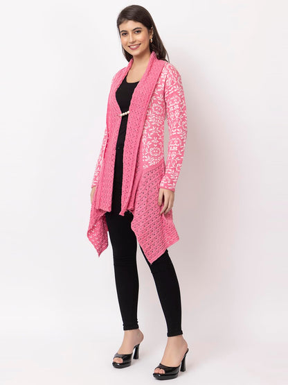 Dadu Dayal Women's Jacquard Woolen Shrug - Elegant, Warm, and Stylish Winter Wear for Casual and Ethnic Outfits