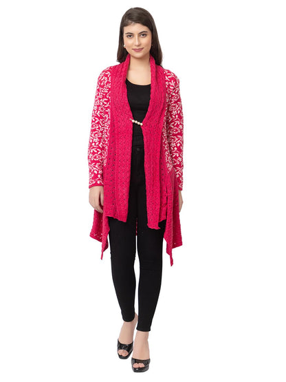 Dadu Dayal Women's Jacquard Woolen Shrug - Elegant, Warm, and Stylish Winter Wear for Casual and Ethnic Outfits