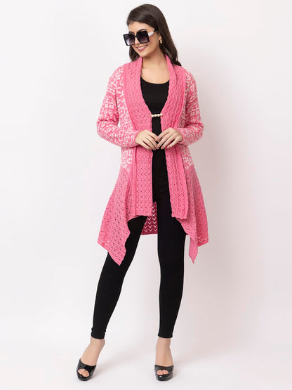 Dadu Dayal Women's Jacquard Woolen Shrug - Elegant, Warm, and Stylish Winter Wear for Casual and Ethnic Outfits