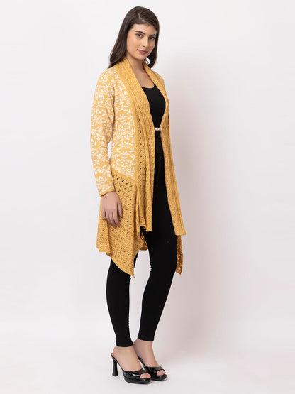Dadu Dayal Women's Jacquard Woolen Shrug - Elegant, Warm, and Stylish Winter Wear for Casual and Ethnic Outfits
