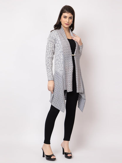 Dadu Dayal Women's Jacquard Woolen Shrug - Elegant, Warm, and Stylish Winter Wear for Casual and Ethnic Outfits