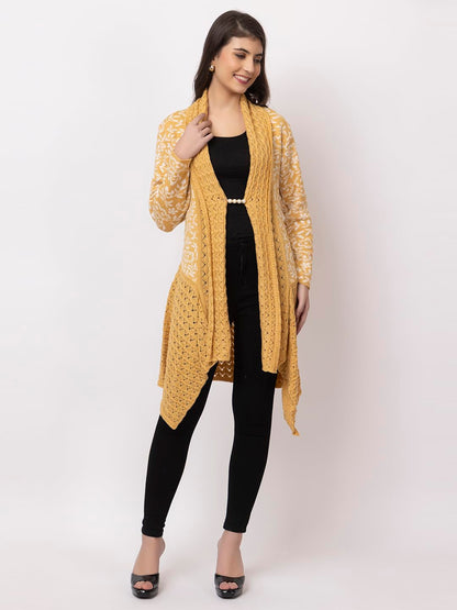 Dadu Dayal Women's Jacquard Woolen Shrug - Elegant, Warm, and Stylish Winter Wear for Casual and Ethnic Outfits