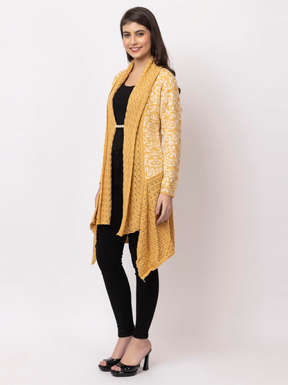 Dadu Dayal Women's Jacquard Woolen Shrug - Elegant, Warm, and Stylish Winter Wear for Casual and Ethnic Outfits