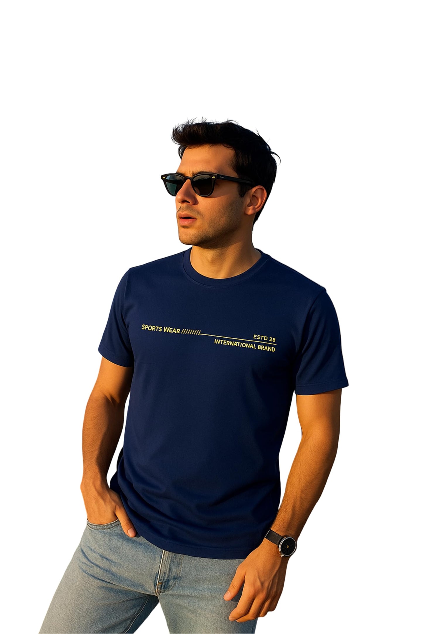 Men's Cotton Round Neck T-Shirt with Stylish Chest Print | Soft & Breathable Fabric | Half Sleeve Regular Fit Tee for Daily Use, Gym, Summer & Casual Wear