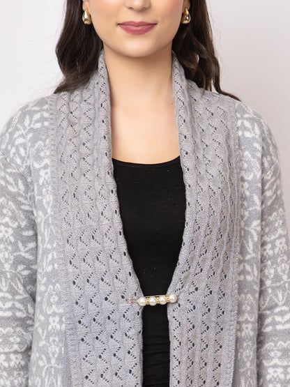 Dadu Dayal Women's Jacquard Woolen Shrug - Elegant, Warm, and Stylish Winter Wear for Casual and Ethnic Outfits